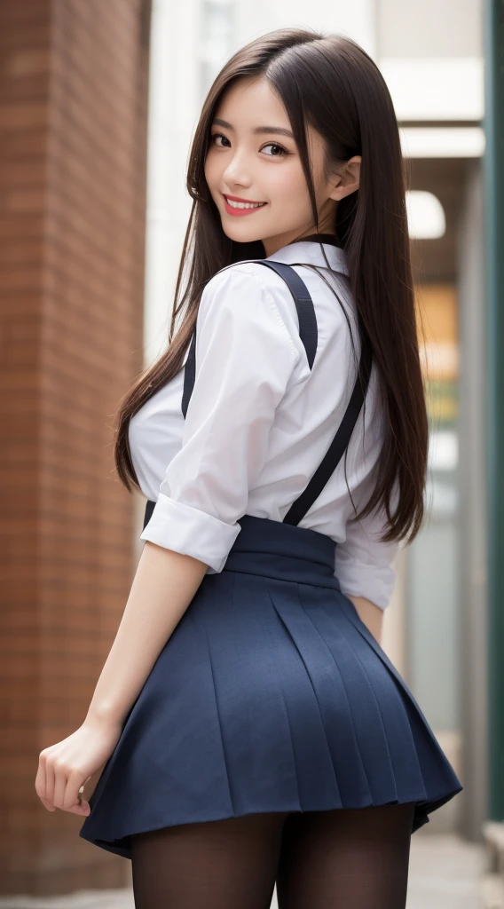 mesa, Best Quality, illustration, ultra detailed, good detail, A high resolution, 8K Wallpaper, Perfect dynamic composition, beautiful detailed eyes, back,by the wide, half breast, natural colored lips, Random and sexy pose.,smile,Acera de Castle Peak Street、20 year old girl, Phenomenally beautiful face、Vistiendo japanese school uniformés, Wear ultra-realistic pantyhose、japanese girl school uniform, japanese , wearing director&#39;s uniform, Young and pretty gravure idol, photograph taken in 2 0 2 0, Dressed as , exhausting , exhausting a strict business suit, Young skinny gravure idol, Seifuku、long black stockings., medias pantimedias, full legs, 19 year old girl, 1 8 are, posing in the bedroom, nylon stockings, Leg and thigh shots., posing in bed, wearing stockings