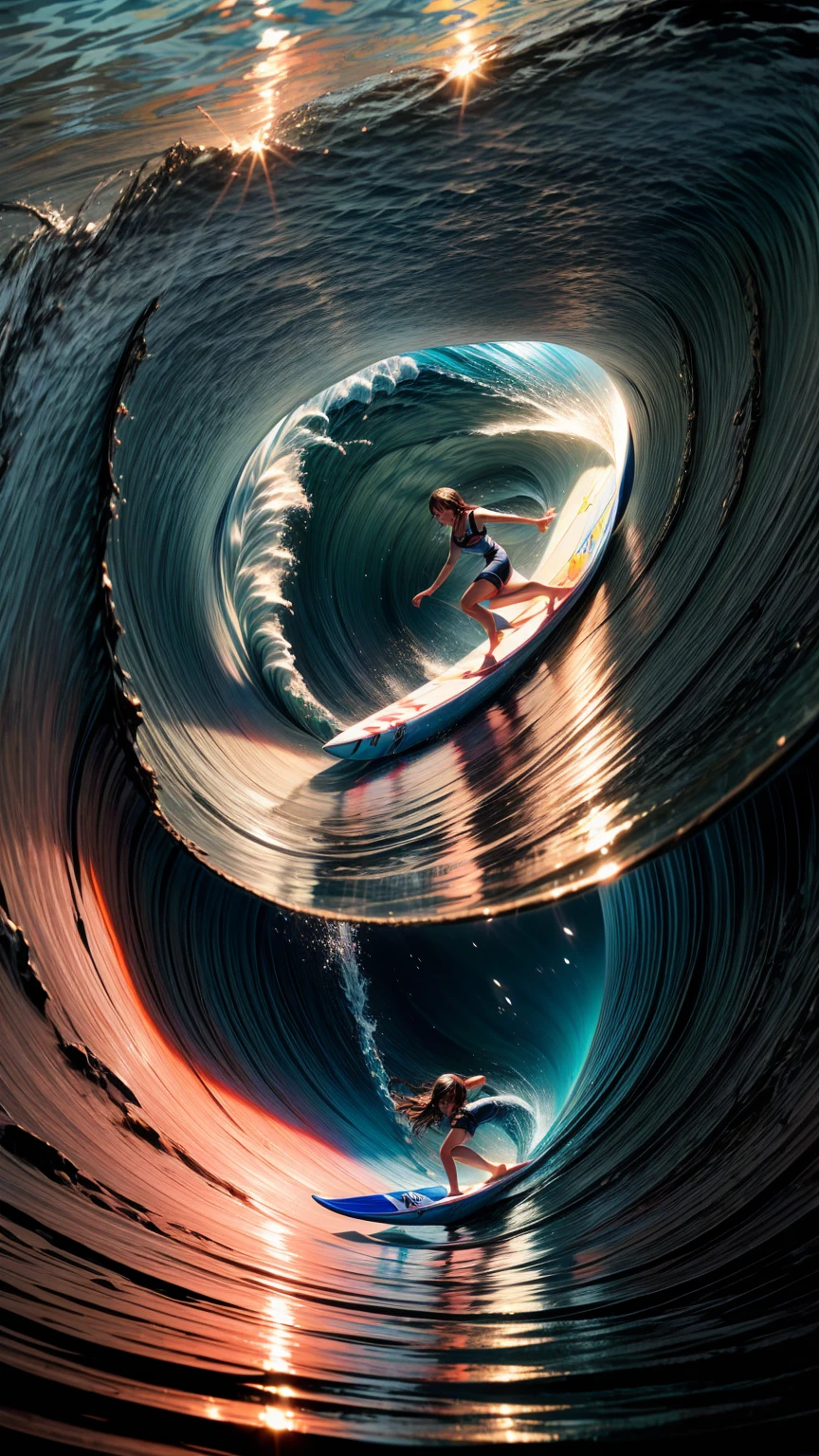 (ZoomedOut:1.28, Wide-shot) ZoomLayer (Epic photo of surfer magazine:1.37). (Full of Water, Everything Wetted:1.4) WetHair (extremely detailed Cute Girl in RED)(SparklingHighlights:1.28), Dynamic Joyful Expressions LifeLike Rendering (ManoErina:1.0) . Overflowing Gigantic Sideboob (Clearly Visible Beautiful Breast to Buttocks Line) Tiny and Roundly Butt, Detailed wet clothing texture, (Sloppy Surfboard:-1.2) Riding on waves, Sparkling water, TyndallEffect(Starry Water Particles:1.32), Whole Body proportions and all limbs are anatomically accurate