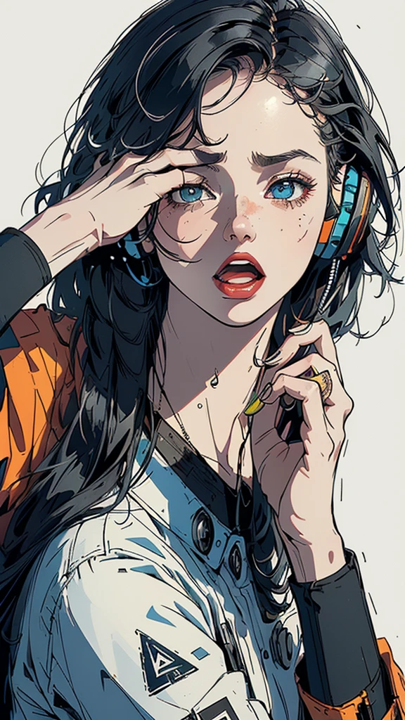 (((masterpiece, highest quality))),(((solo:1.2))),(((1girl:1.2))),32k wallpaper, very detailed, poster, vintage science fiction,(((((geometric cinematic movie poster))))), ((bauhaus)),(shape),(((abstract))),(mid century modern),(((((portfolio))))),(((((Close-up))))),(((((bust up))))),((((more various angle)))),((((highlight)))),((((heterochromia)))),(((complete. detailed face))),((((Extremely talented)))),(((((most complecated futristic machine))))),(Colorful color scheme),(((detailed unlimited complete equipment : headphone like a rail gun))),(((((Absolutely simple background))))),(((Texture for people : grunge))),(((Cheek resting on hand))),((Rest on your chin))),(((((open mouth amazing wide))))),(((((SCREAM)))))