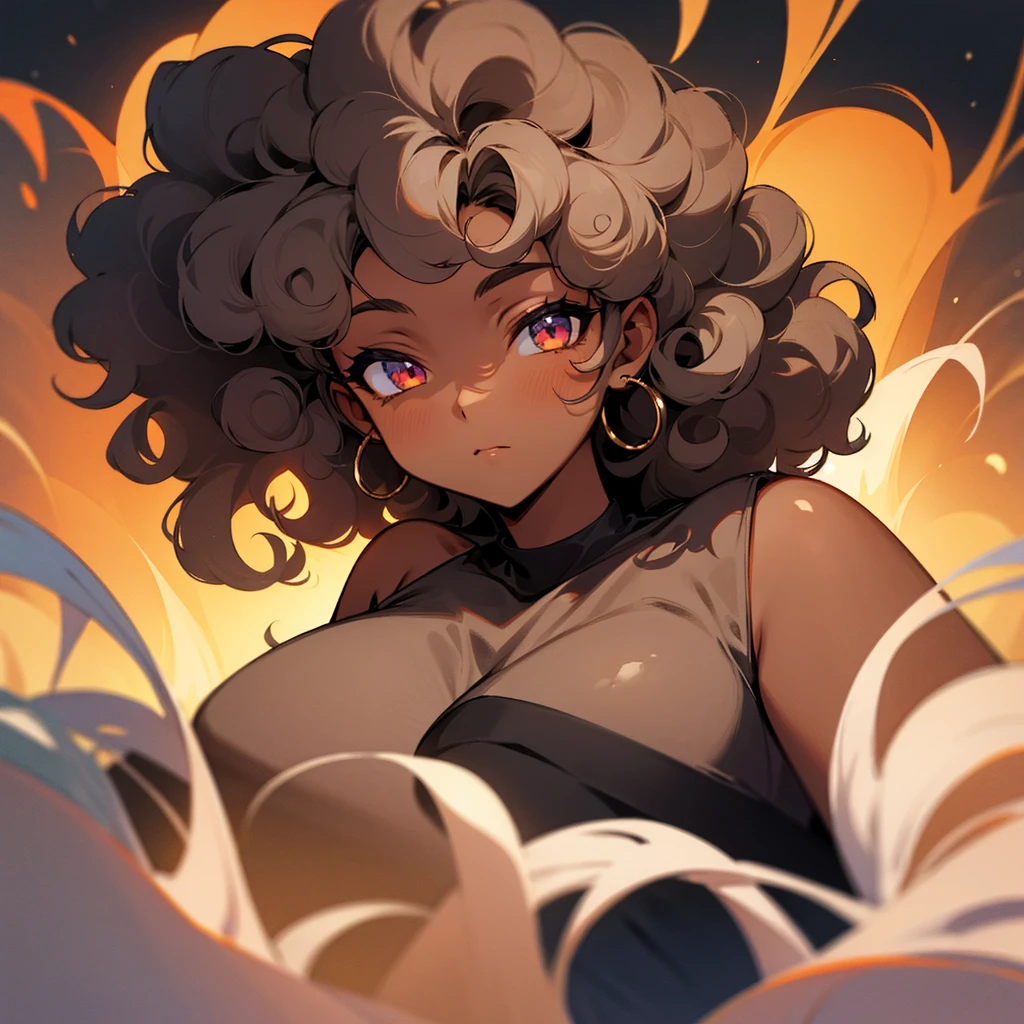 curly hair, darkskin