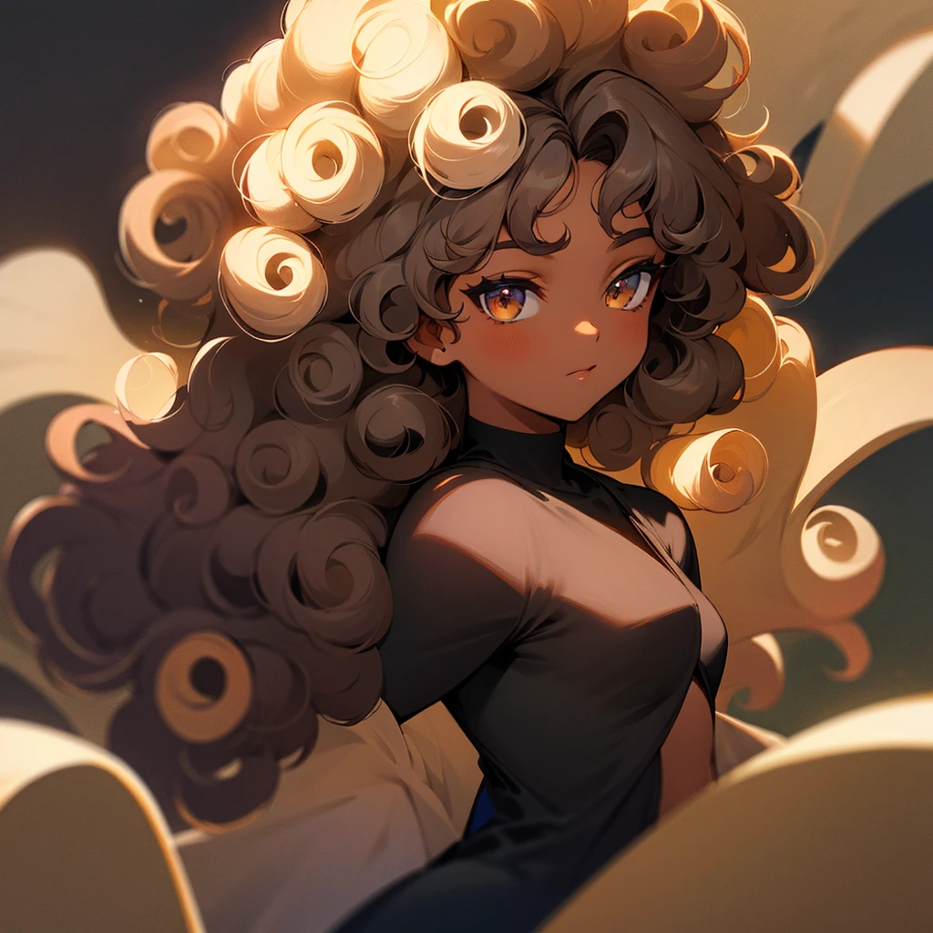 curly hair, darkskin