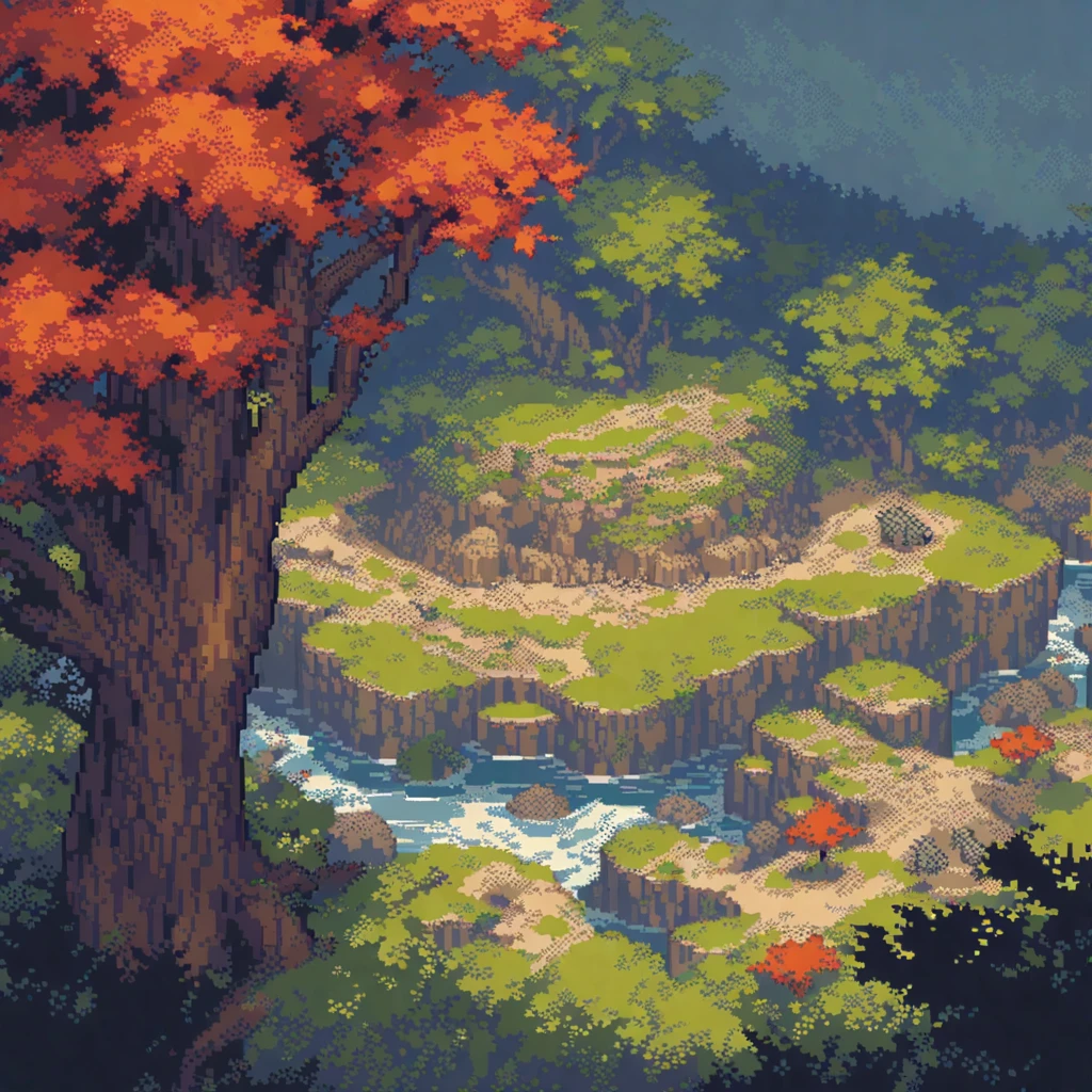 (masterpiece, best quality:1.2), Pixel Art,Land Space,Maple Forest