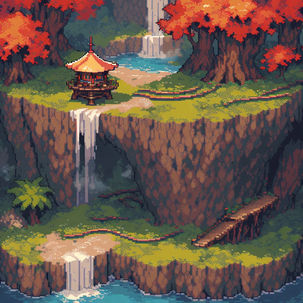 (masterpiece, best quality:1.2), Pixel Art,Land Space,Maple Forest