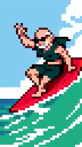 Master Roshi surfing on a turtle shell