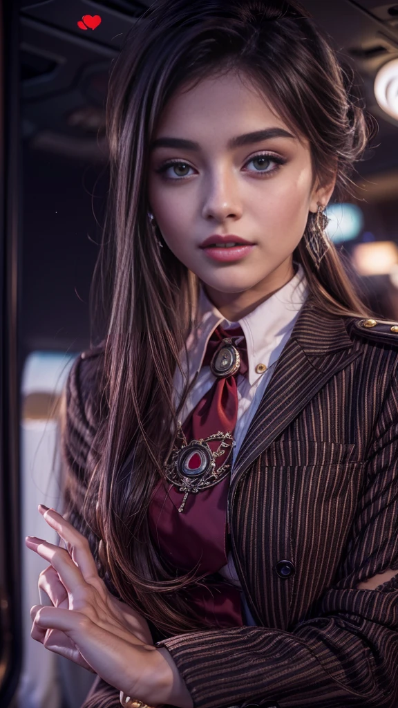 (32K:1.9, Highest quality, masterpiece, Ultra-high resolution), Professional camera work:1.3, Very detailedな肌と顔の質感:1.3, Always accurate, Very detailed, ((23 years old, Newcomer CA, Business class airplane aisle:1.4, The moonlight at night illuminates the cabin)), (Stewardess Uniform:1.4, Incredibly slim body, Large Breasts), Fair skin, elegant, sense of cleanliness, Sensual pose, (Big eyes that exude beautiful eroticism:0.4, A shy smile:1.0, I love you with all my heart:0.8, Please open your mouth a little, lipstick, Feel the beautiful eroticism:0.9), (Dark brown medium hair), Earrings, necklace, bracelet, (romantic, mysterious), Object of admiration, original, dramatic, artistic, Innovative, Charm, Heartful, Fancy, sense of openness, special, exciting, Extreme, Tilt, sense of loss, sorrow, sorrowの表現, ((The charm of youth, Feminine charm))