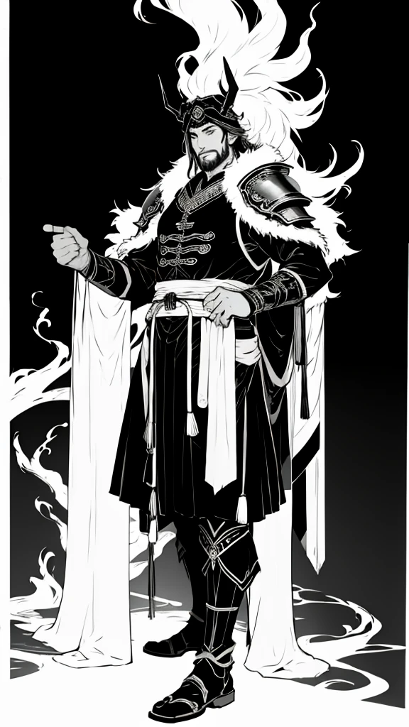 Black and White、Ancient Chinese Armor Man Monochrome