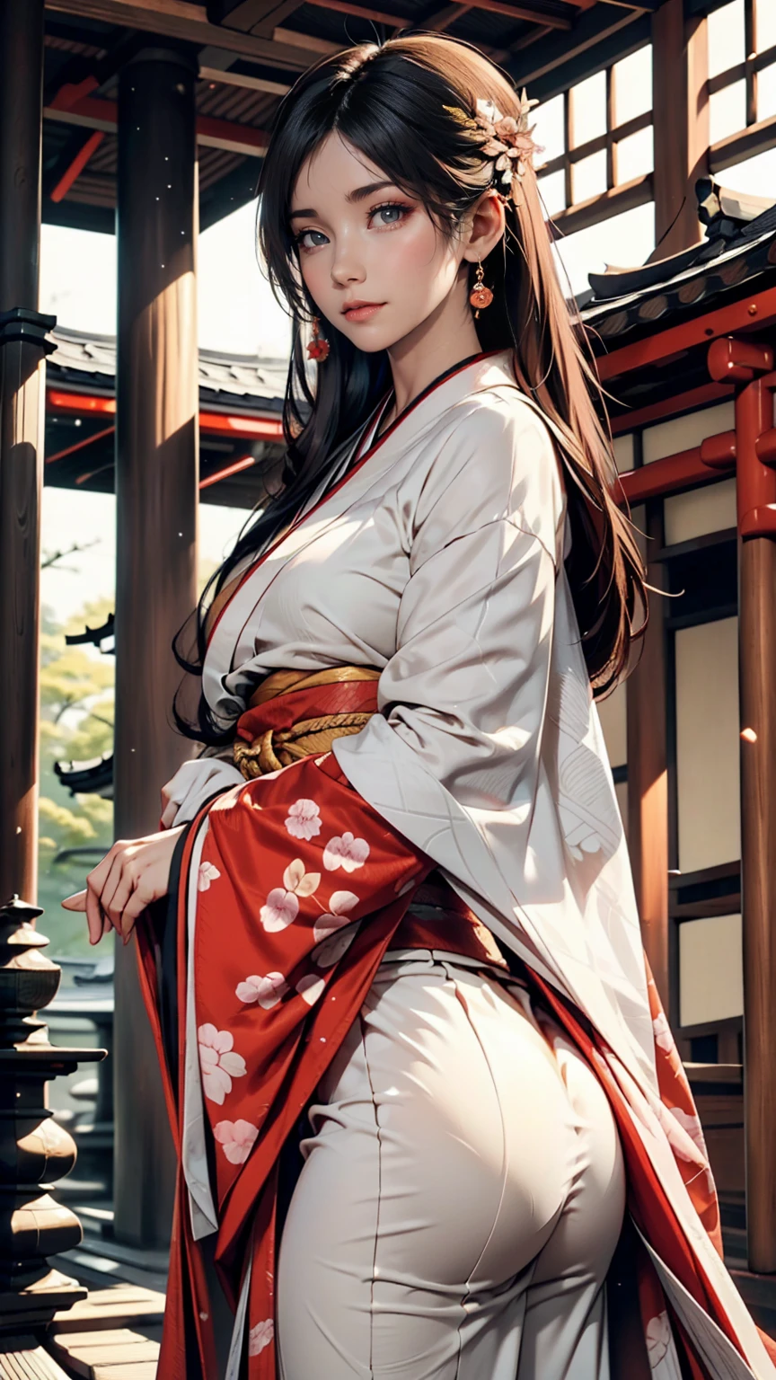 24 year old Japanese woman、Heian nobility、Wear the Twelve-Piece、Lives in a mansion built like a temple in Kyoto、Shiny black hair、Super Long Hair(Long enough to reach the buttocks)、Straight Hair