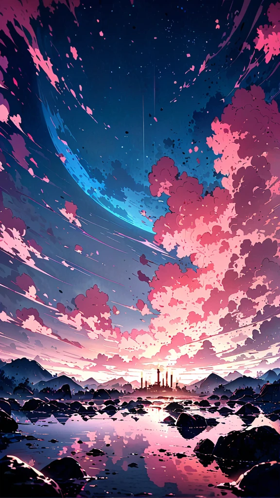 Cinematic, (masterpiece), (Highest quality), (Very detailed), so beautiful, figure, Perfect composition, Complex details, Absurd, (anime, masterpiece, Complex:1.3), (Highest quality, Texture, Attention to detail:1.2), (4K),(Very detailed:1.4)here we go,
Scattered beneath the surface,
lake, rock, peony, glittery 靄, moonlight, null, lots of stars in the null, water reflections of the night null, Lotus floating on water with a candle, Petals in water, moon in the null, animeアートスタイル, 