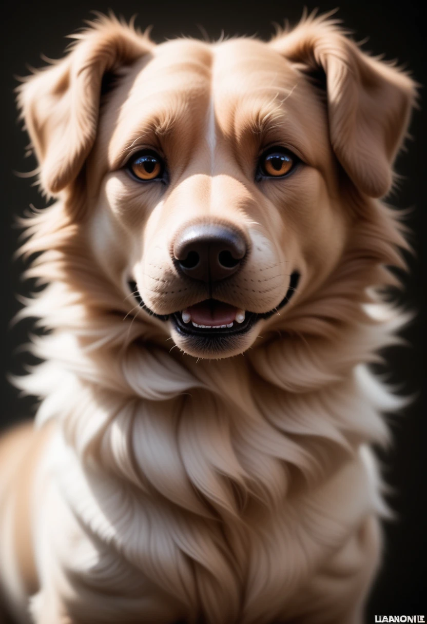 Create a vector logo, dog, front, Overview, central design, Leonardo diffusion reference, Reference during the trip, 8K resolution, Graphics Engine 5, 3D Graphics, Full image width -