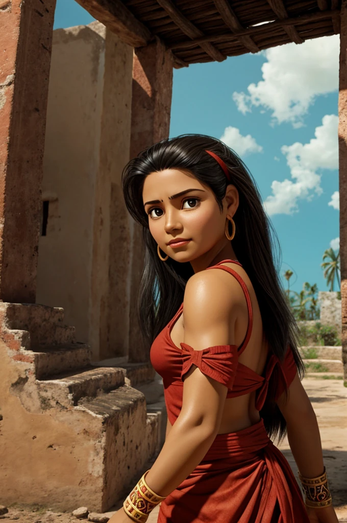 Animated female character originally from Yucatán in the 90s, brave and protective