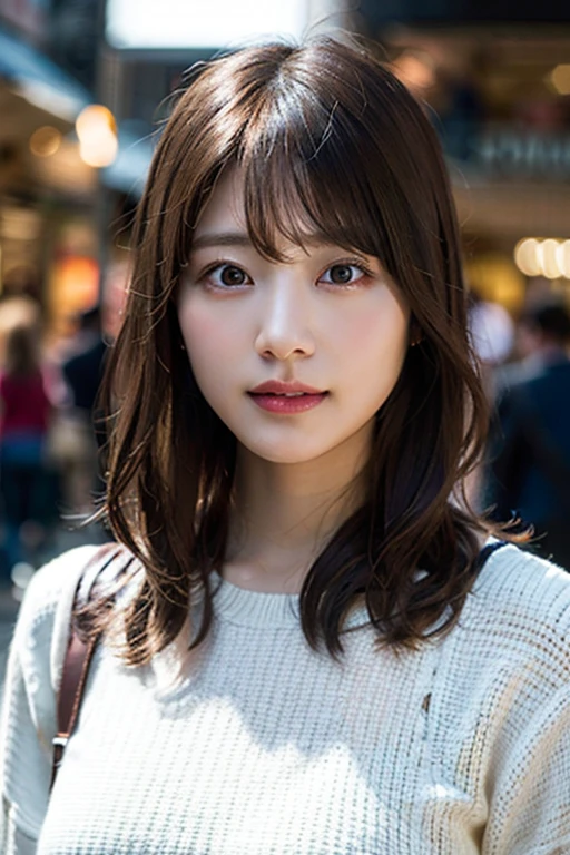 (8k、RAW Photos、Highest quality、masterpiece:1.2)、(Realistic、Photorealistic:1.37)、Ultra-detailed、Ultra-high resolution、1 girl、Seeing the viewer、Beautifully detailed face、Laughter、narrow、(Narrow waist) :1.3)、White clothes、Beautifully detailed skin、Skin Texture、Floating Hair、Professional Lighting、Shopping mall、Black-rimmed square glasses 、Human whole body、Brown Hair