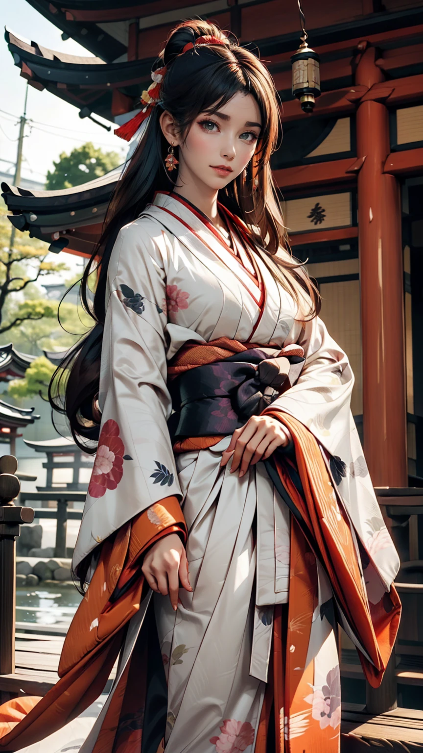 24 year old Japanese woman、Heian nobility、Wear the Twelve-Piece、Lives in a mansion built like a temple in Kyoto、Shiny black hair、Super Long Hair(Long enough to reach the buttocks)、Straight Hair