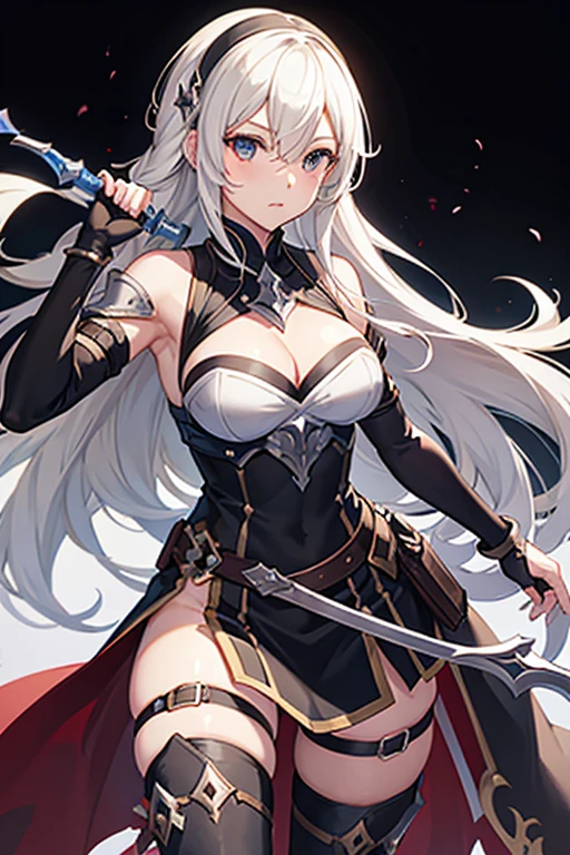 ragnarokassassin, armor, bandages, fingerless gloves, elbow gloves, thighhighs, cleavage, corrin, katar