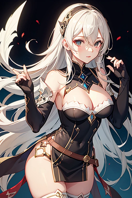 ragnarokassassin, armor, bandages, fingerless gloves, elbow gloves, thighhighs, cleavage, corrin, katar
