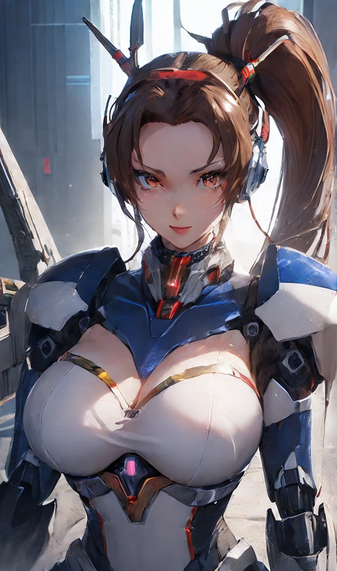 ((ヘッドshot:1.6))、(((Mai Shiranui:1.3)))、(((Shining lenses on both breasts:1.3)))、((Blue pillars of light are emanating from both chests...:1.3))、(((Dynamic pose:1.8)))、smile、((8k)), ((32K)), ((最high quality)), ((masterpiece)), ((超High resolution)), ((Tmasterpiece)), ((Halation:1.4))、((Mechaニカルheadgear:1.2))、((Cyber Headphones:1.3))Fine skin, high qualityの生地, high qualityな金属の質感、((Beautiful and dense face))、RAW Photos、Professional, Ultra-fine painting, ((alone)), beautiful胸、最high quality, Very detailed, Very detailed詳細, Finer details, とてもbeautiful, ((Princess Knight Robot:1.2)),  (Joints of machines, Mechanical Limbs:1.3), (The internal structure of the machine is exposed:1.3), (High ponytail:1.1), (Beautiful and huge mechanical breasts)、White Veil, cowboy_shot, Side Focus, headgear, Shiny、(Five Fingers, Four fingers and thumb),Concept Art, Anime fantasy artwork, Detailed fantasy art, (Has brown hair and large white wings,), (((High ponytail))), (Mecha:1.6)、Sleek and intimidating design, ((Commander-in-Chief&#39;arm)), (Perfect robot body)、純白と青紫のarmまたは, Symmetrical wings, 8kHigh resolution, Detailed Art, 8kでのキャラクターアートの3Dレンダリング, neat legs, Defined, Defined fingers,((headshot:1.3))、((masterpiece)), ((最high quality)), ((Very detailedなイラスト)), ((Very detailedな背景)), ((Realistic lighting))、Rough skin, Very detailedな, Advanced Details, high quality, 最high quality, High resolution, 1080P, hard disk, beautiful,(War Machine),beautifulサイボーグの女性,Mechaサイボーグ、(((Owns a large mechanical kunai:1.6)))、((attack posture:1.6))、((((Cyber Bed Phone:1.8))))、((機械式headgear:1.6))、(((Android wearing heavy mirror-like mechanical armor:1.2)))、(((High ponytail:1.3)))、((Mai Shiranui:1.2))、(Attack behavior:1.6)、(((Combat Stance:1.6)))、((Throw a punch)) 、1 person、Age 25, Japanese Mature, beautiful指, beautiful長い脚, beautiful体, beautiful鼻, beautifulキャラクターデザイン, Perfect Eyes, Perfect Face, jewelry, hair ornaments, king of fighters,
(Tabletop, 最high qualityの, 最high quality, beautiful and aesthetic: 1.2), Very detailed, More detailed,Proper body balance,Tabletop,超high qualityの出力画像,High resolution,Intricate details,とても繊細でbeautiful髪,Realistic photos,dream-like,Professionalフェッショナル照明,Realistic Shadows,Focus Only,
(Big Breasts:1.2,) ,