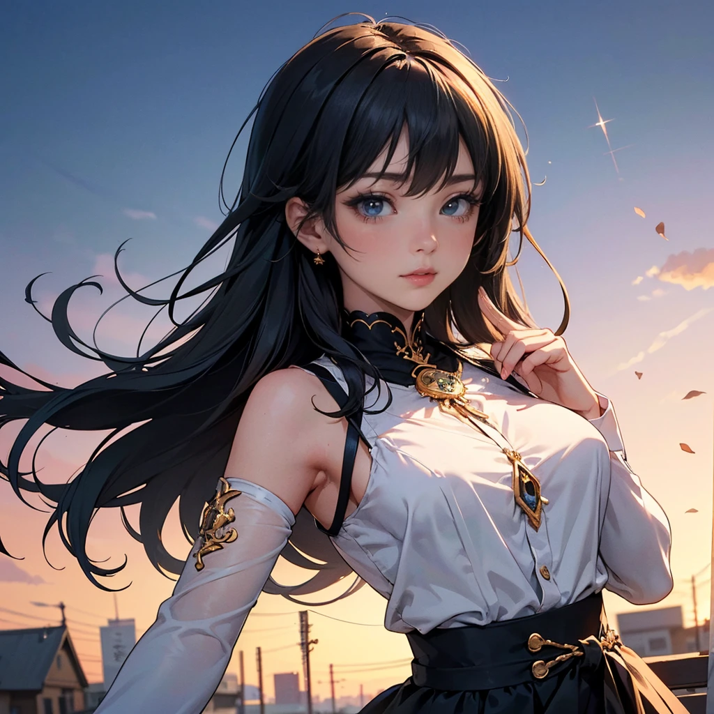 (Highest quality, 8k, masterpiece:1.3,beautiful girl), (masterpiece:1.3, Highest quality, Ultra-high resolution, Very detailed),Beautiful body, Beautiful breasts, Beautiful thighs, Beautiful legs, Beautiful fingers, Glowing Skin,(((Long Hair,Black Hair,Beautiful Hair))),(Perfect Anatomy, Anatomically correct, Very detailed肌), Cute and symmetrical face, Perfect Face, Perfect Eyes, ((Perfect Fingers, Five Fingers)), (((whole body,Draw the whole thing)))((Two Arms))((Woman 1,)),town,In the crowd,mini skirt,No sleeve