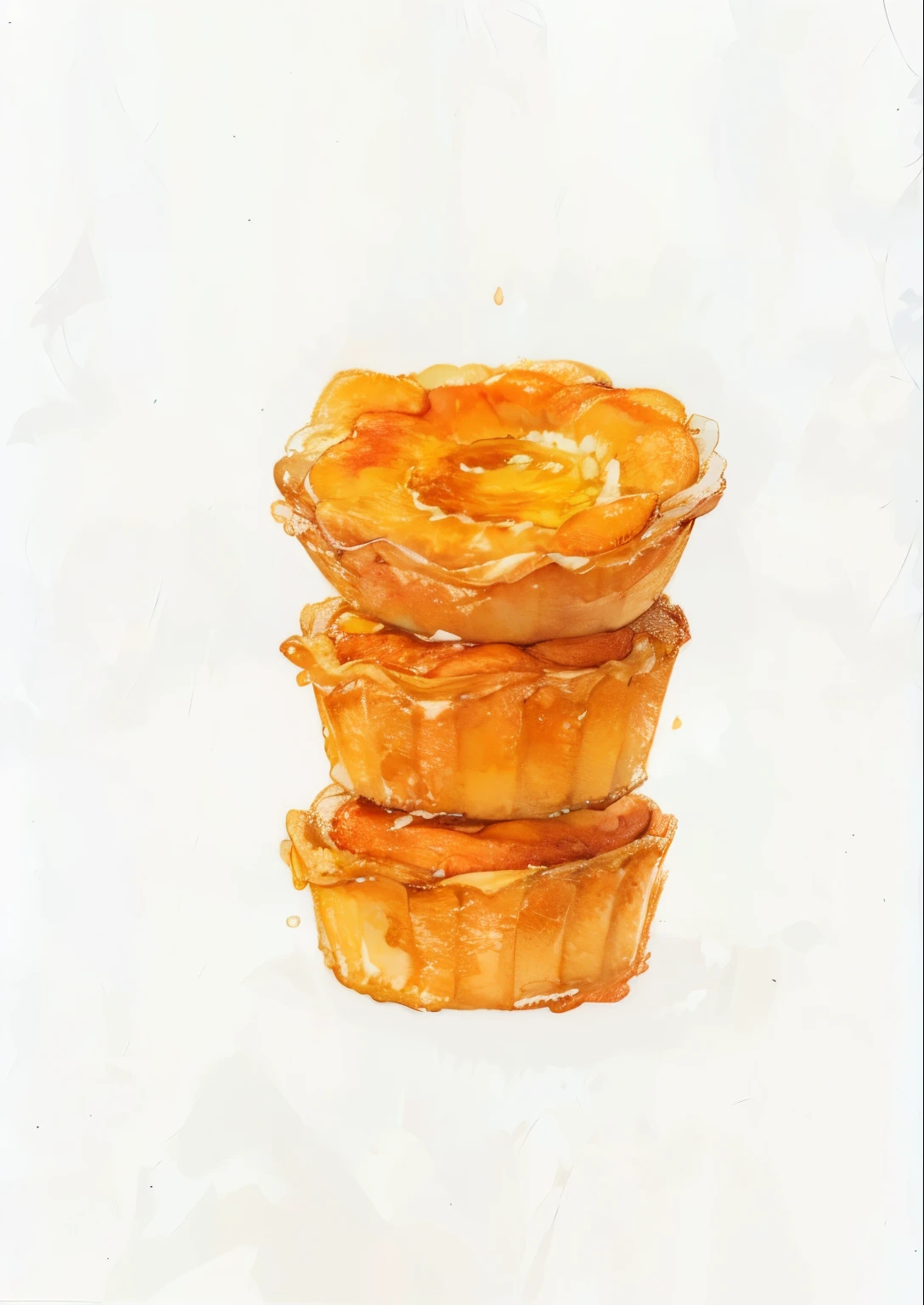 masterpiece,(best quality),Look in great detail,Egg tarts,illustration,Watercolor,Crisp,Tempting fragrance,Crisp质感,一个Egg tarts