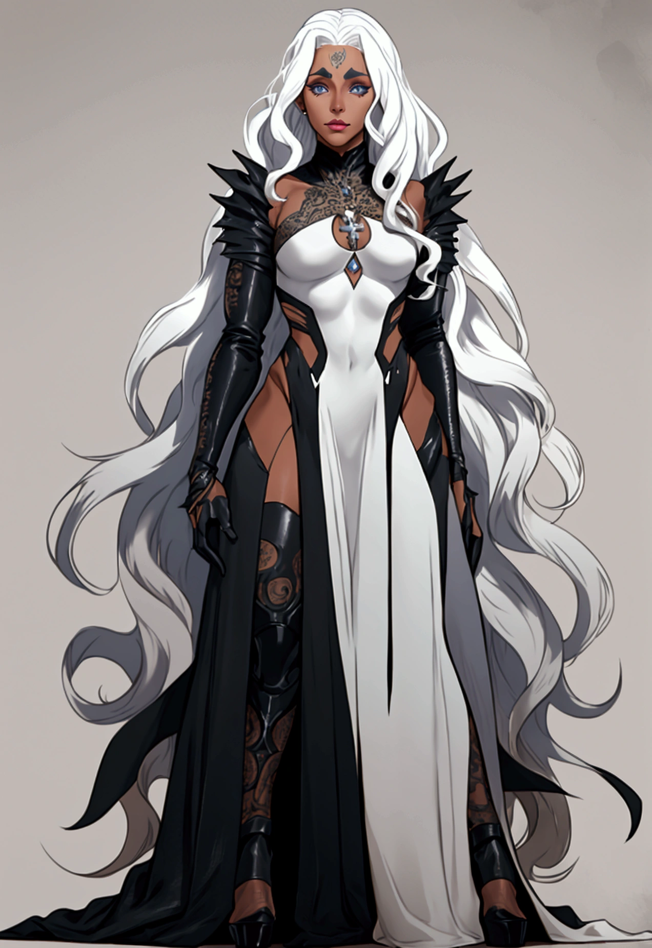 masterpiece,(bestquality),highlydetailed,ultra-detailed, black background , (lora:yoneyamaMaiStyleLora_yoneyamaMaiV2:0.6) , full body , high heels , horns, large breasts , long hair , long sleeves , pointy ears , solo , standing , thighhighs , transparent background