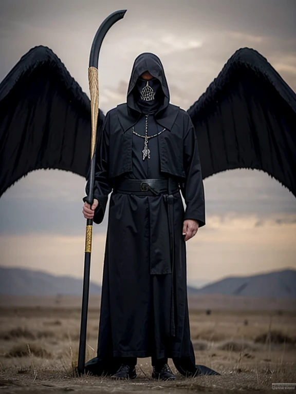 President Trump with the Major Arcana Grim Reaper with big scythe, Last Judgment man