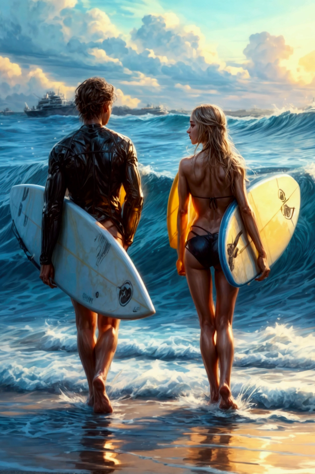 (Surfers on the North Shore,
Enjoy riding the waves on a surfboard,
Calm waves,Paddle on a surfboard:1.3),
Expectations rise,nervous,
Cinematic light effects,
Super detailed,Detailed face,Detailed Hair,Detailed eyes,Detailed mouth,
reality,Actual photo,Photorealistic,
masterpiece,Highest quality,High resolution,Ray Tracing,8k,Raw photo,Award-winning,
beautiful,Browsing Caution,Perfect human body,Perfect Anatomy,Perfect Fingers,