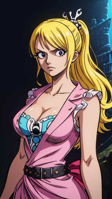 (betty), (extremely detailed CG unit 8k wallpaper),(master part), (best quality), (ultra detail), (best illustration),(One Piece Style), cowboy shot, (Sharp eyeliner, ombre, detailed eyes:1),
pirates of the caribbean background, break , upper body