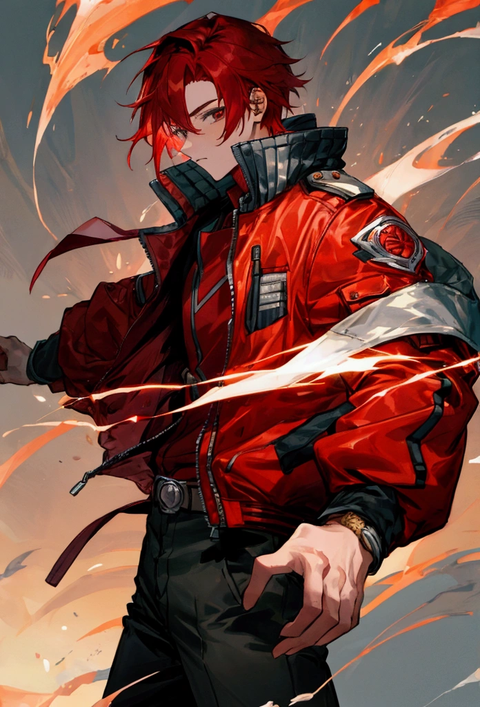 Young adult, Male, red hair, Jump jacket
