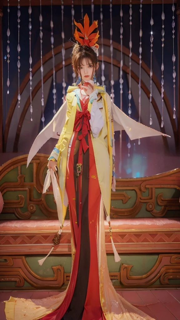 (Ultra HD), (Sailor suit:1.4, White short sleeve shirt, Navy blue mini skirt), Big Breasts, slender, Narrow waist, whole body, Standing posture, (Clean and shiny skin, Whitening, No makeup), (Super slim face, Super beautiful face), (Light Brown Ponytail, Layered Cut, Fluffy hair), (double eyelid, Slanted Eyes), Small Nose, Thin lips, Thin legs, school gate