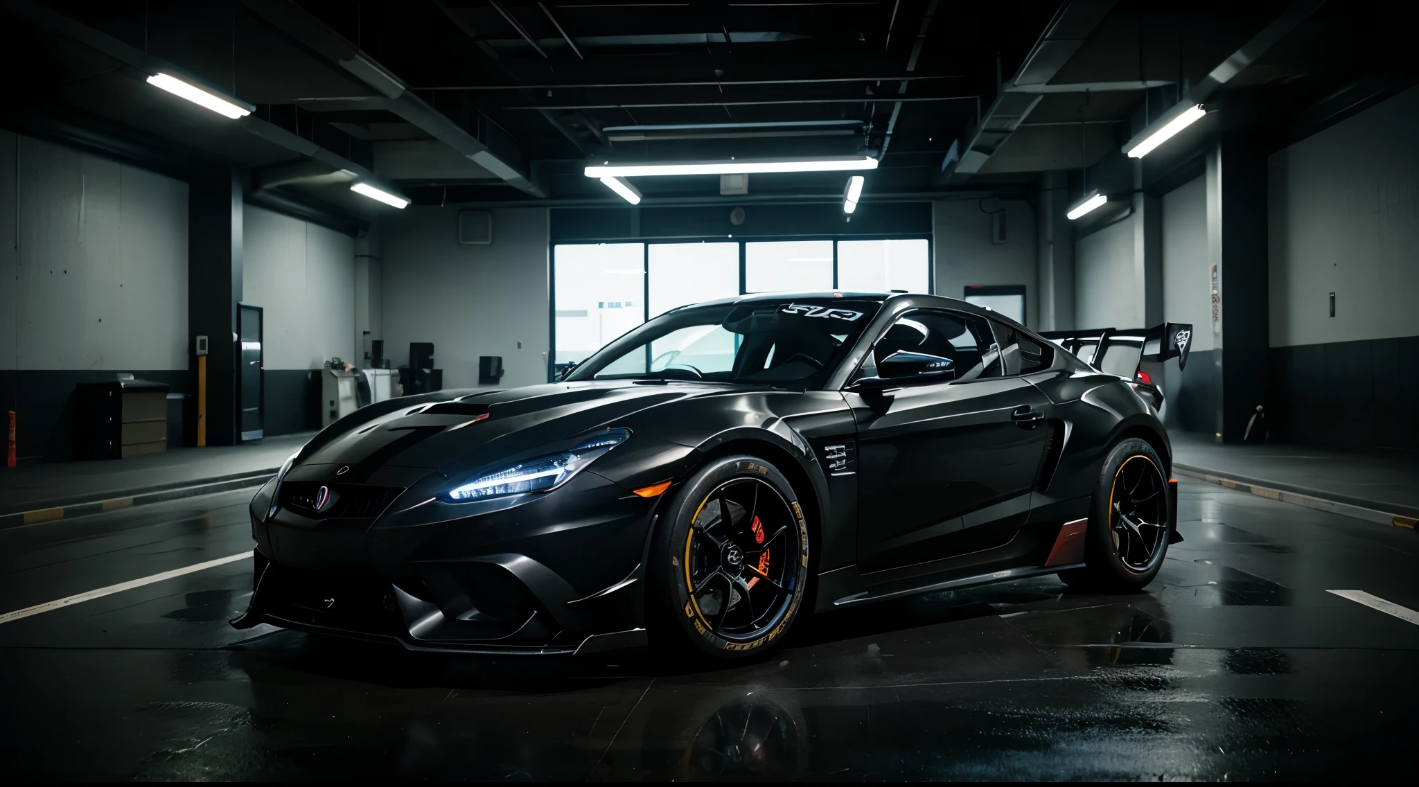 Cyberpunk technology、racing car、Black background、Lines