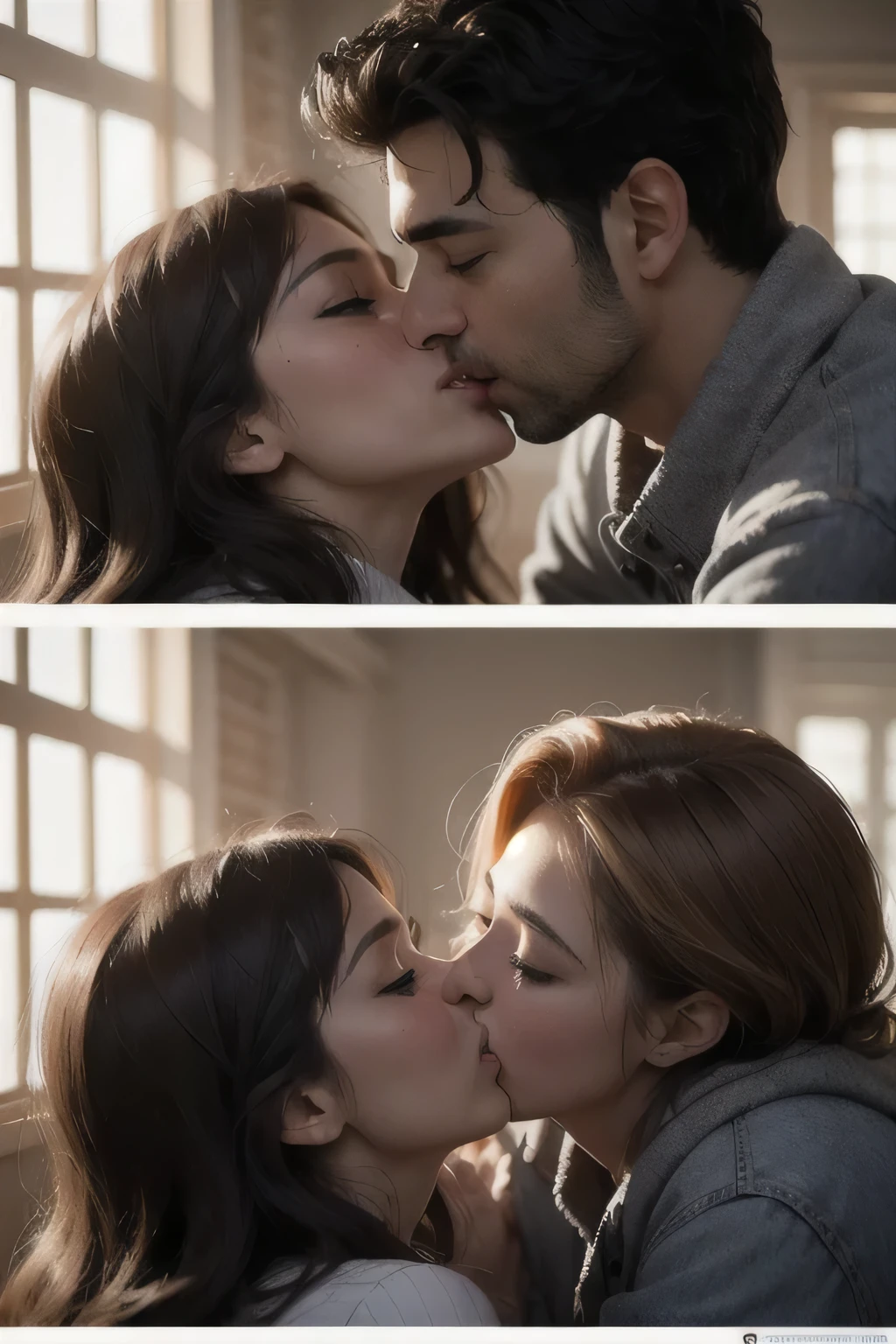 arafed image of a woman and woman kissing each other, kiss, wonderful scene, kissing together cutely, lovely kiss, kissing, hot, couple kissing, full scene shot, version 3, visually stunning scene, most memorable scene, the most beautiful scene, still from a terence malik film, best scene, kiss mouth to mouth, shot from movie, wonderful