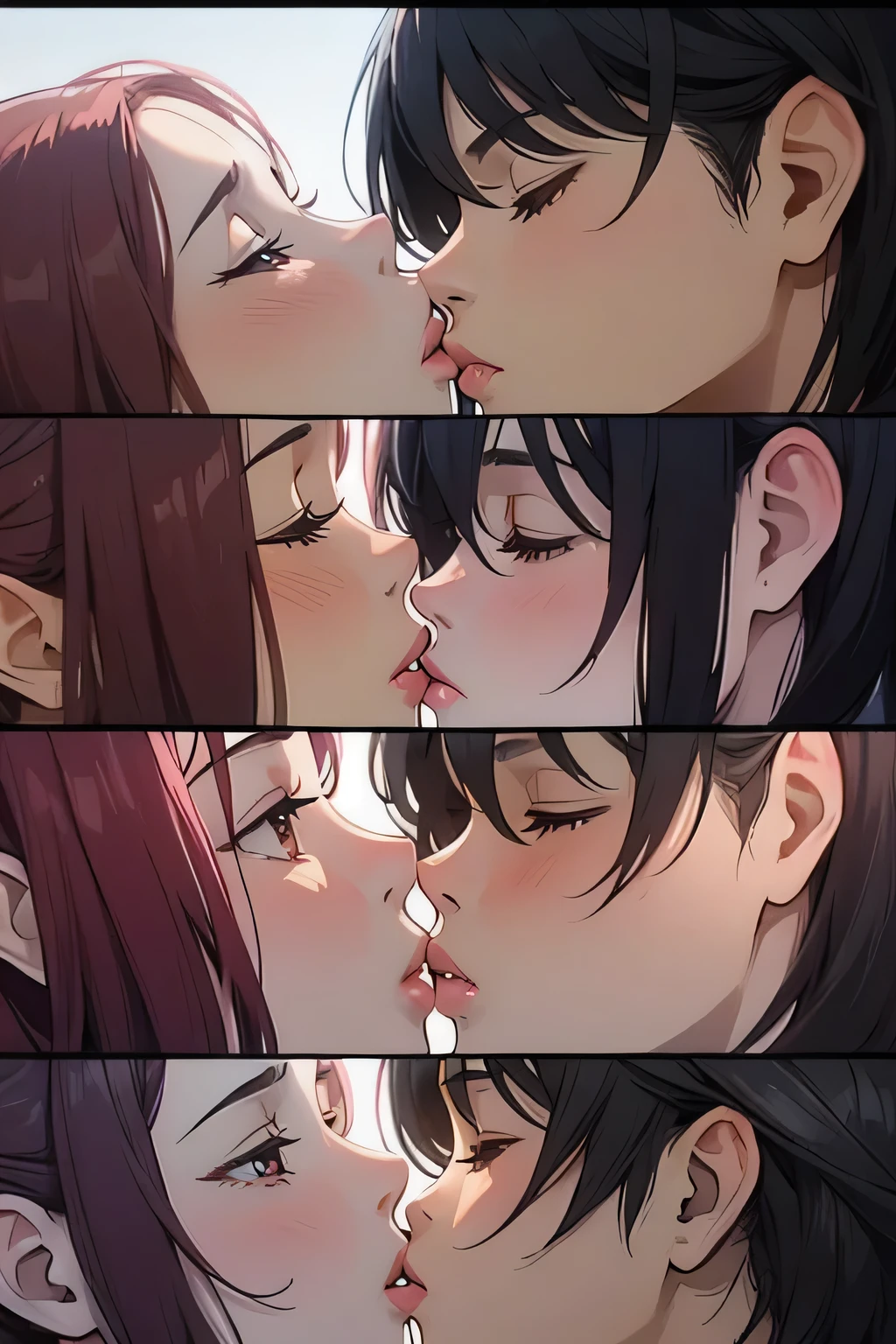 arafed image of a woman and woman kissing each other, kiss, wonderful scene, kissing together cutely, lovely kiss, kissing, hot, couple kissing, full scene shot, version 3, visually stunning scene, most memorable scene, the most beautiful scene, still from a terence malik film, best scene, kiss mouth to mouth, shot from movie, wonderful