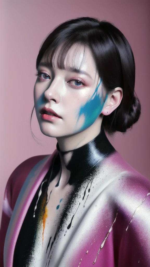 Android Beauty, Powerful paintings inspired by Francis Bacon, Ultra-realistic surrealism, Hyperrealism, fear, art, hyper real painting, Realistic illustration painting, カラフルなHyperrealism, Hyper-realistic digital art