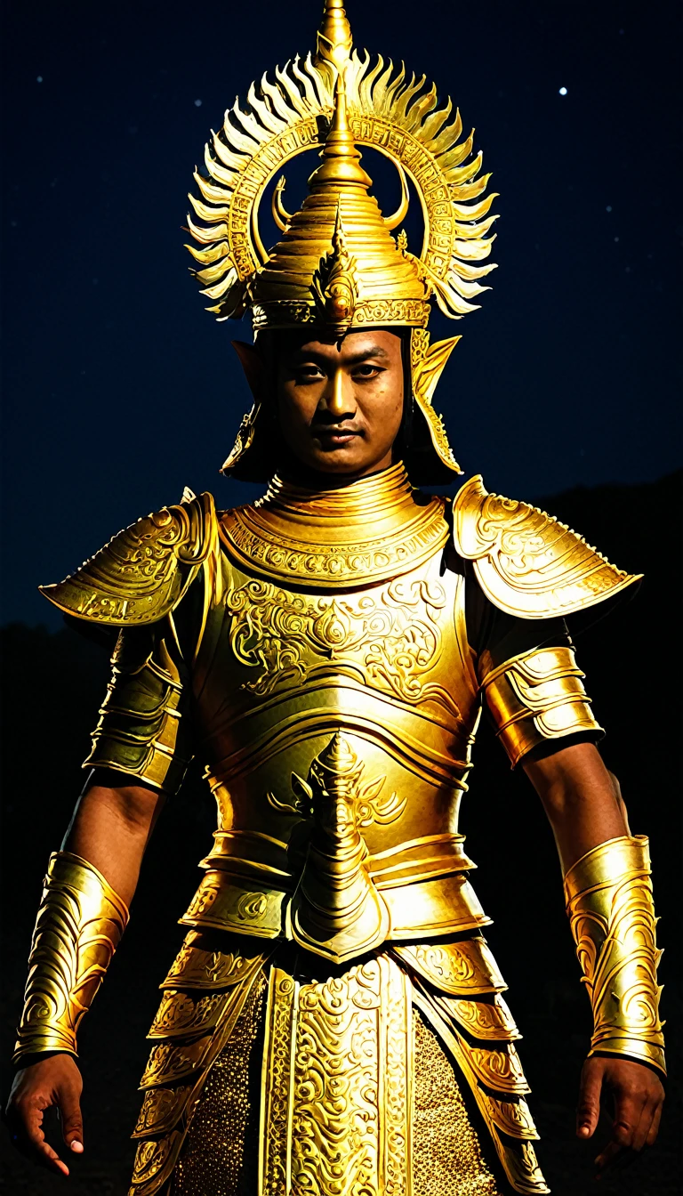 At night, I dreamed of a god wearing golden armor, holding a golden armor in his left hand and a stupa in his right hand. He was followed by more than ten people with strange and terrifying appearances. He came forward and said, "I am the Great King Vaisravana. All my followers are Yaksha demons. The Emperor of Heaven has an order to come to this country to bless the common people. I have a predestined relationship with you, so I have come here to talk", a bright, peaceful landscape background