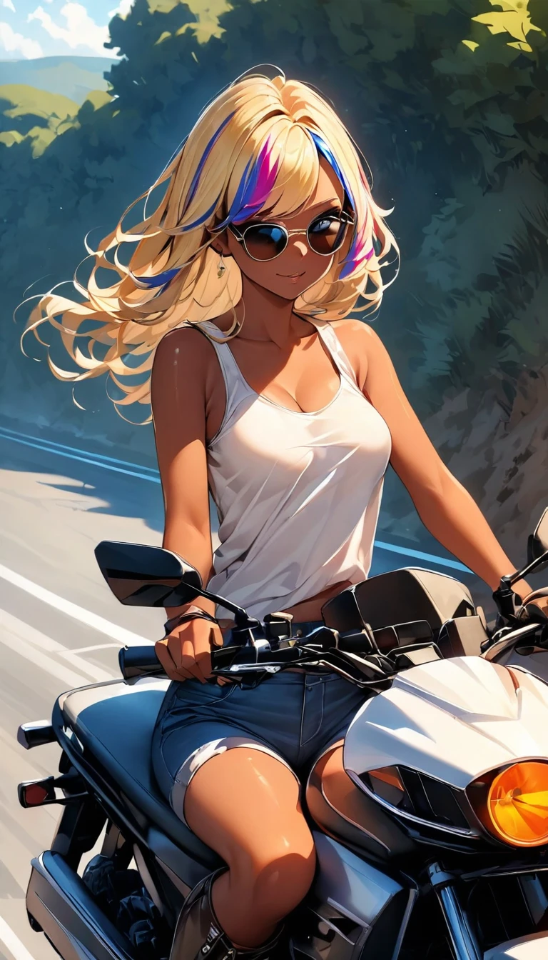 score_9, score_8, score_7_up, 1girl, magnificent body, sexy girl in a short summer dress riding a bike, no panties, the wind scuffs the dress