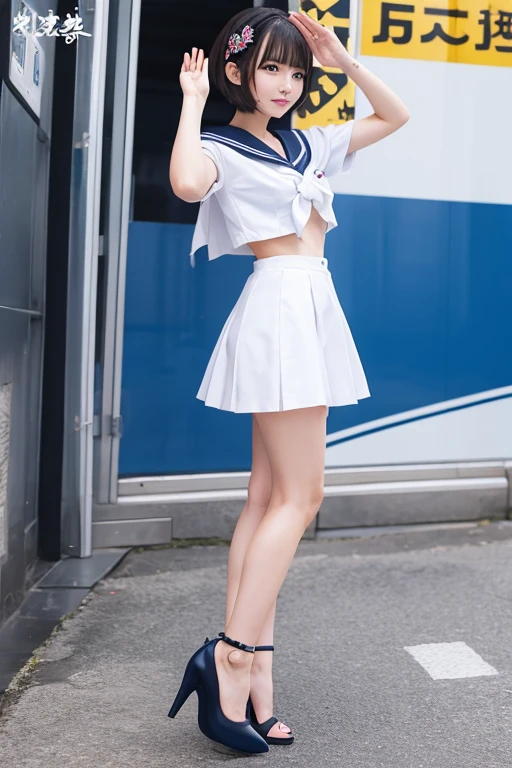 Sailor suit、High heels、Butt、sexy、salute、Bob Hair、Anime Girl
