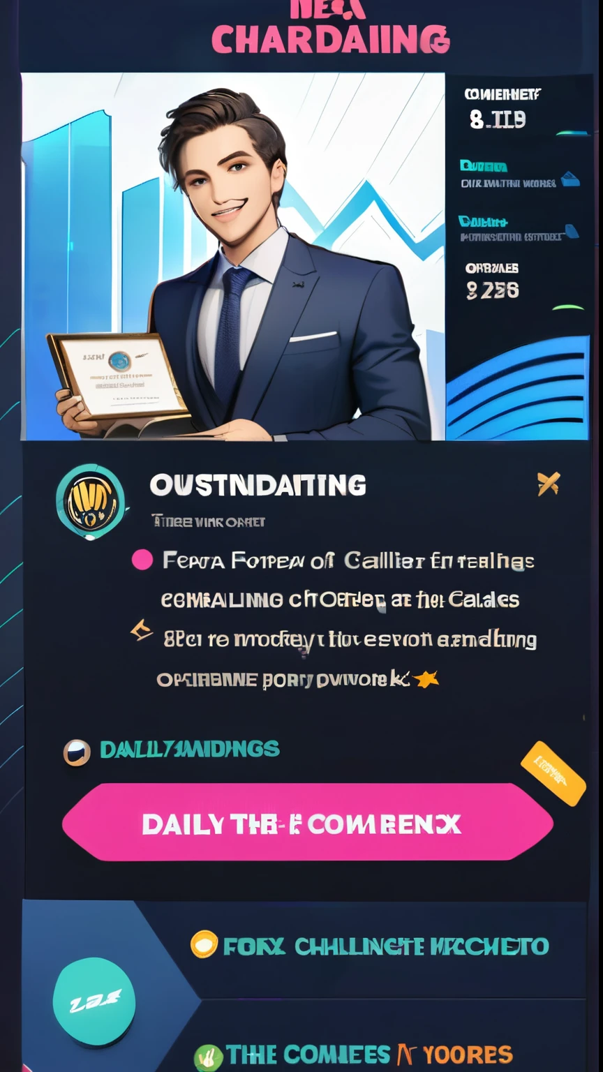 The moment of receiving the award for forex trading , daily challenge, Outstanding Works,