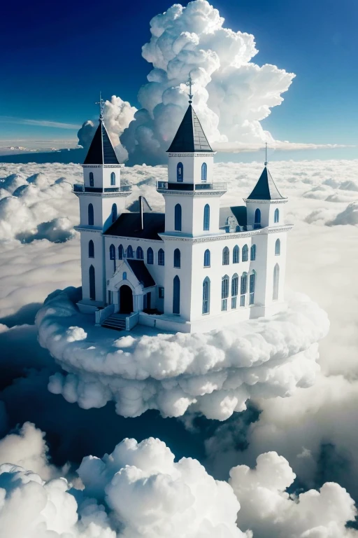 Holy white castle in the clouds