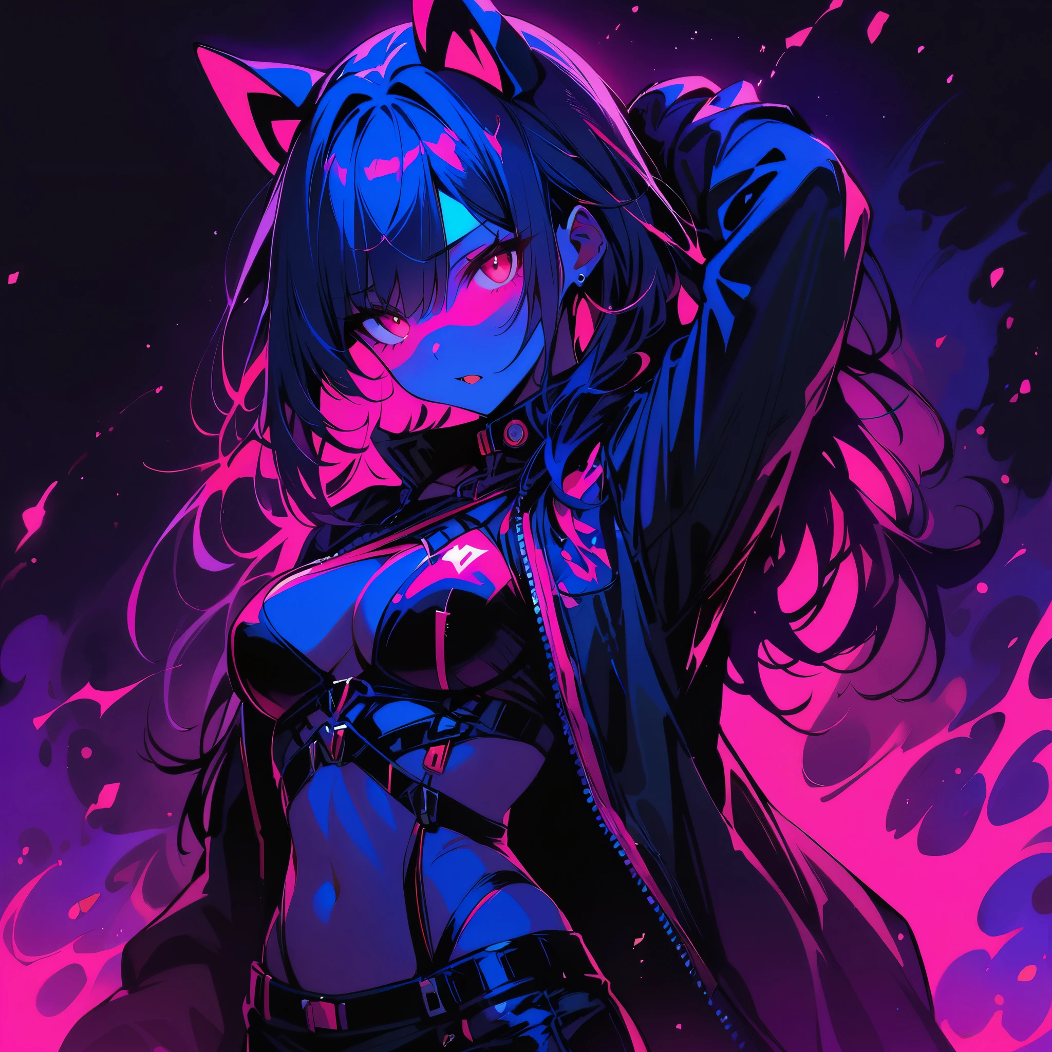 (masterpiece, best quality:1.2),black light, 1 girl, solo