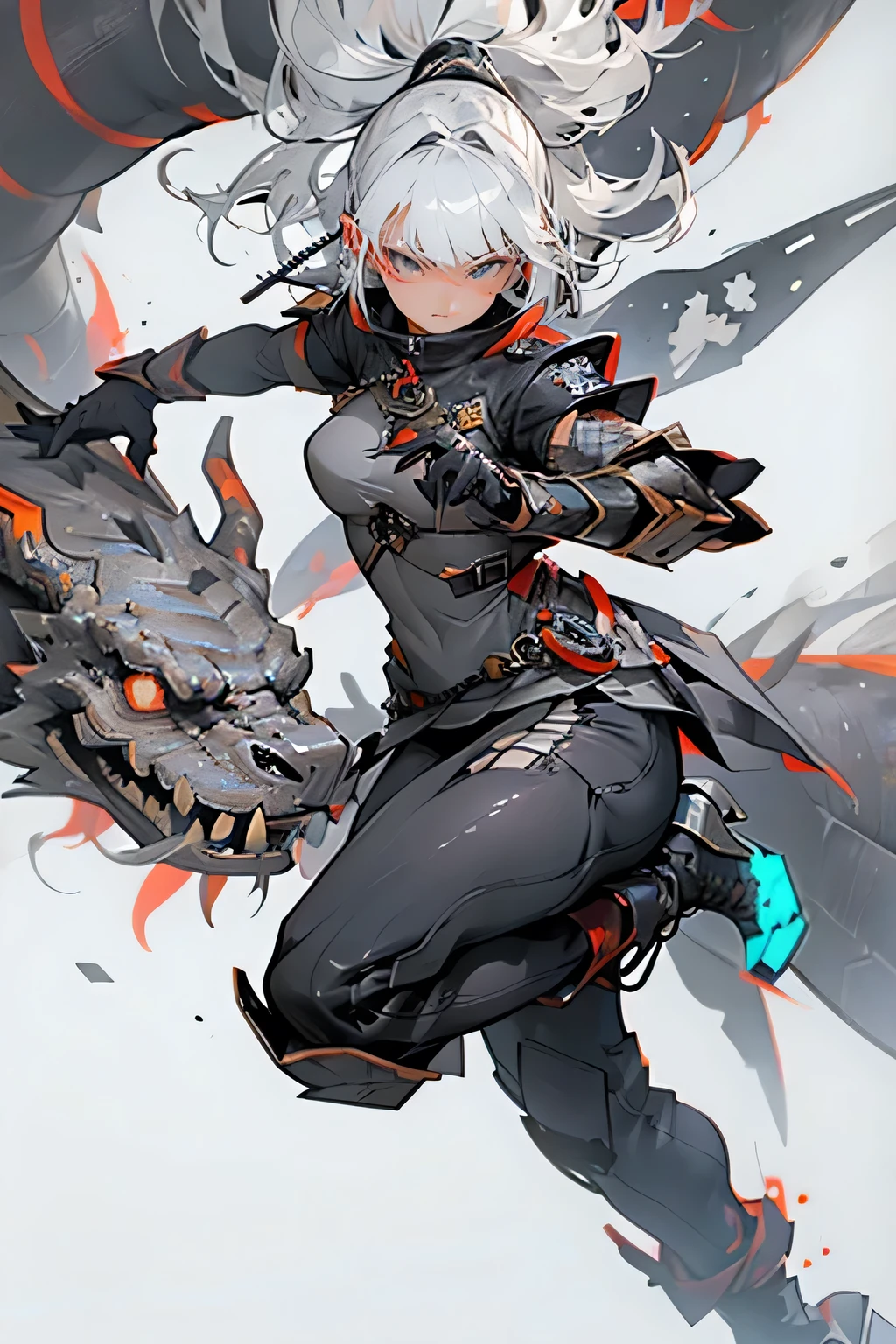 Cute Woman　Fallen Warrior　Gray Hair