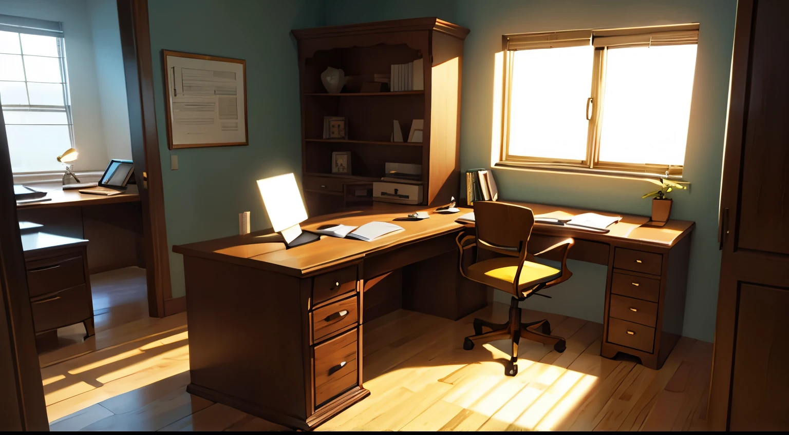 Small office　There is a gold-plated writing desk.