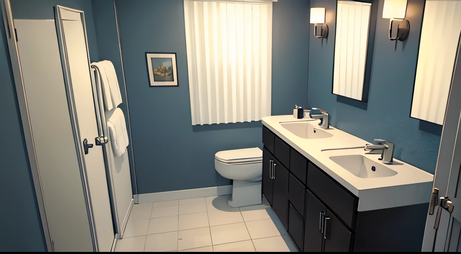 American apartment bathroom　Very dark