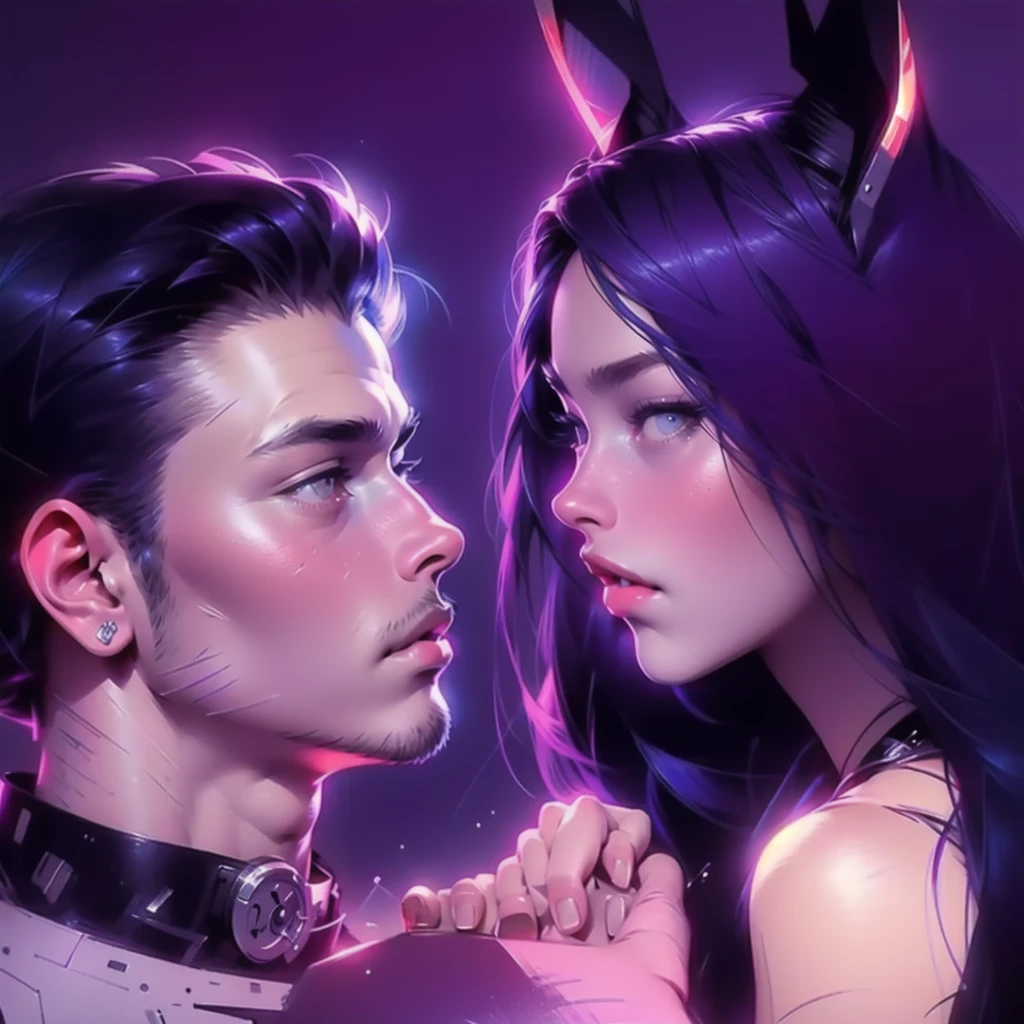 beautiful illustration, ultra-detailed, ((nijiv5)), detailed,neon, male man and woman, couple