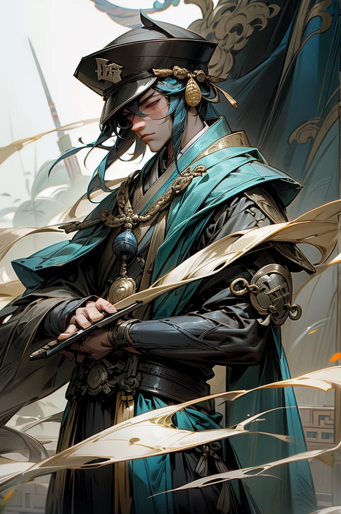 Close up of people holding flags near field, Xianxia fantasy, xianxia hero, Xianxia, by Qu Leilei, Dynasty Warriors, Chinese Fantasy, zhao yun, author：Ni Yuanlu, bian lian, author：Yang J, 宣德皇emperor, Three Kingdoms of China, 🚿🗝📝, emperor，Blue Mech