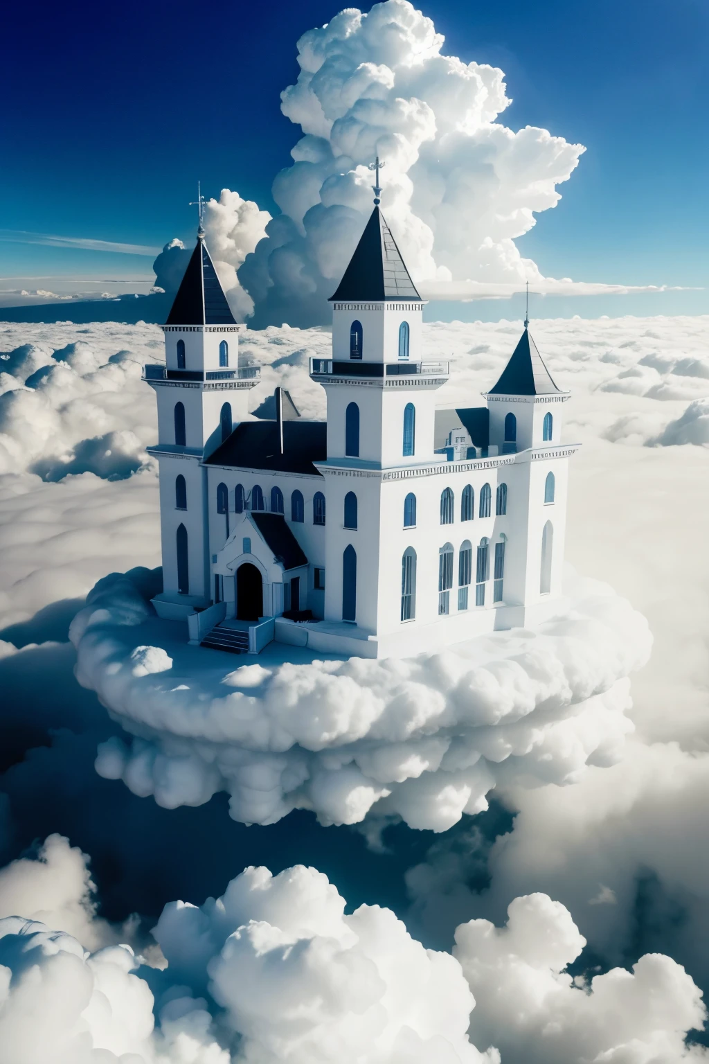 Holy white castle in the clouds