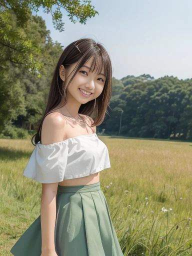 Attractive Japanese Woman, Cute Female, nudity, naked, thighs, Small breasts, smile, pubic hair, flat chest, In the mountains