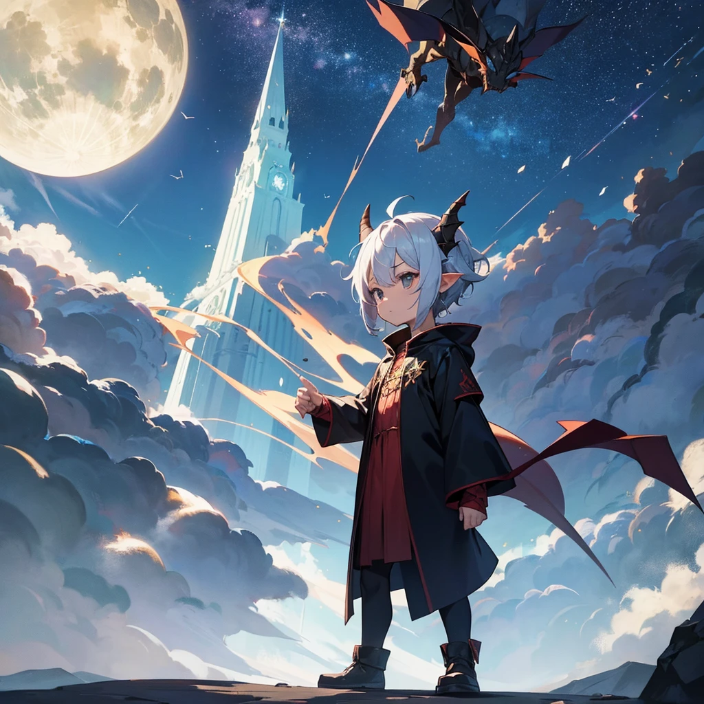A small dragon dressed as a wizard and wearing a pointed hat. photo of a character standing upright, facing forward.