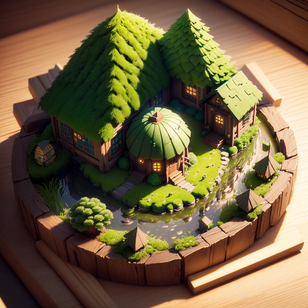 (isometric 3D),(masterpiece), (extremely detailed CG unity 8k wallpaper), (best quality), (best illustration), (best shadow),
a cute ,A round turnip hut covered with moss
,octane render,ray tracing,ultra detailed, синий