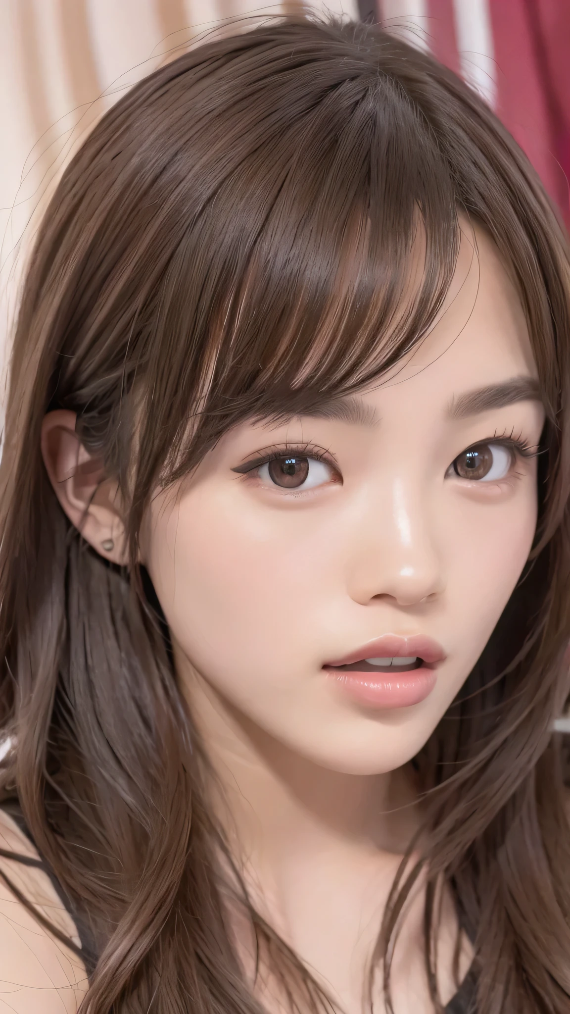 ((NSFW)), beautiful girl, ((fellatio with man)), ((inserting big penis into mouth)), ((half closed eyes)), ((brown eyes)), (18 year old teenage girl), light brown hair color, ((big tits)), lips, realistic, ((skinny body)), charming, pink lipstick, colorful makeup, long eyelashes, wearing eyeliner, fair skin, (cute), (detailed face), detailed eyes, detailed iris, complete naked,
