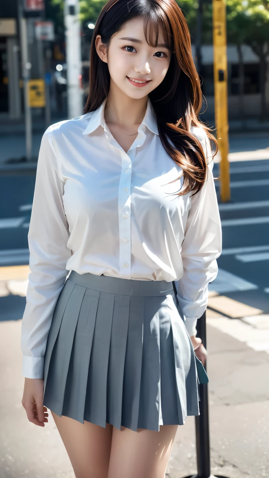 Hands are not visible、Hands behind skirt