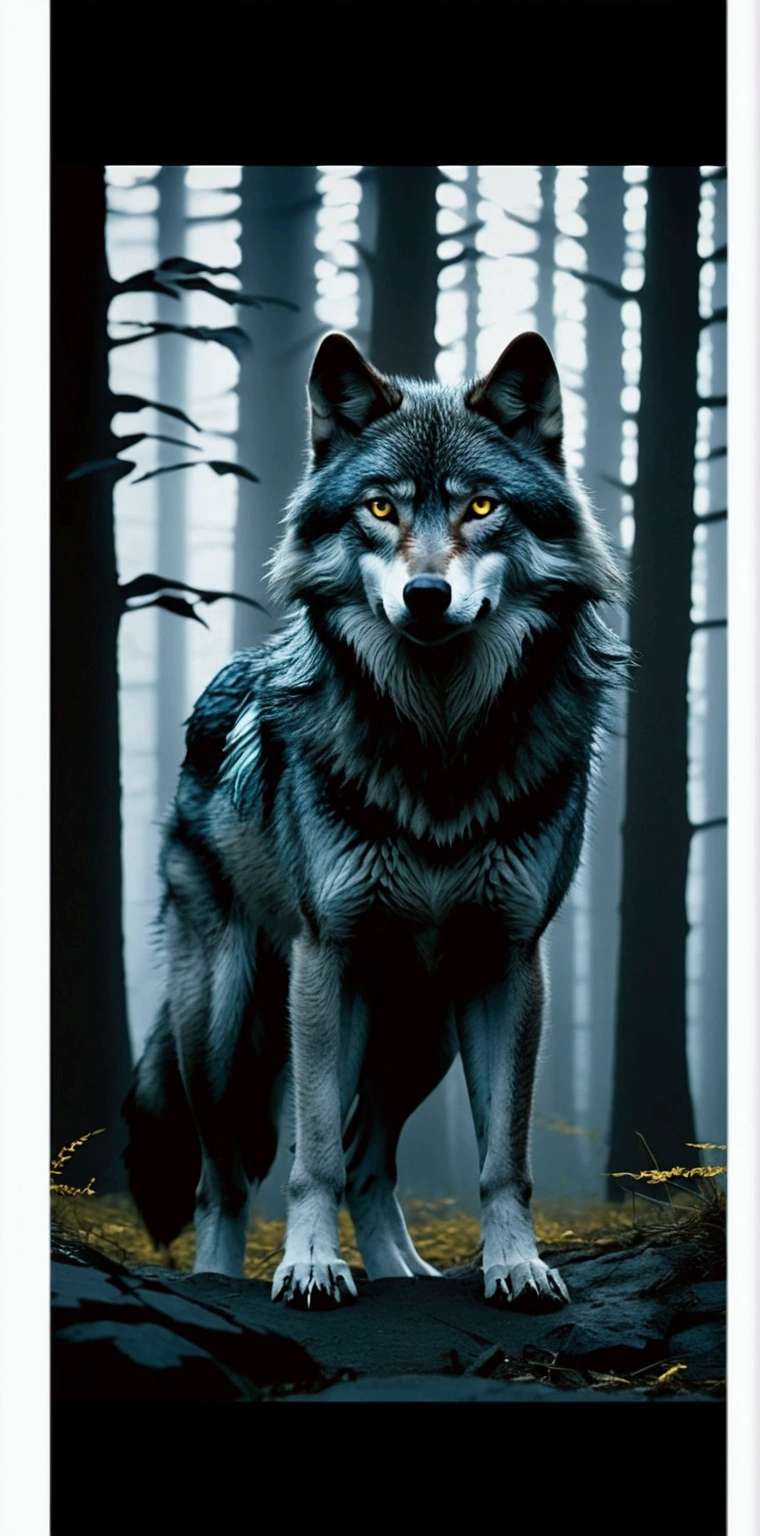 Fill the white space at top and bottom by matching it according to background. Please do not change anything with the wolf