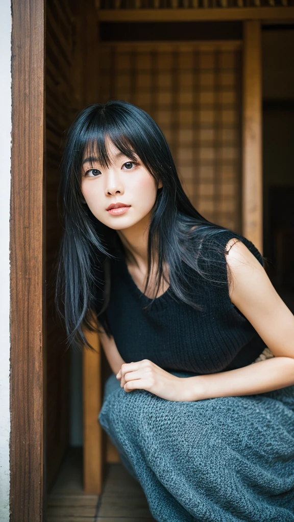 Unkai Mountain Castle Black Hair Japanese Woman Lob Hair Asahi